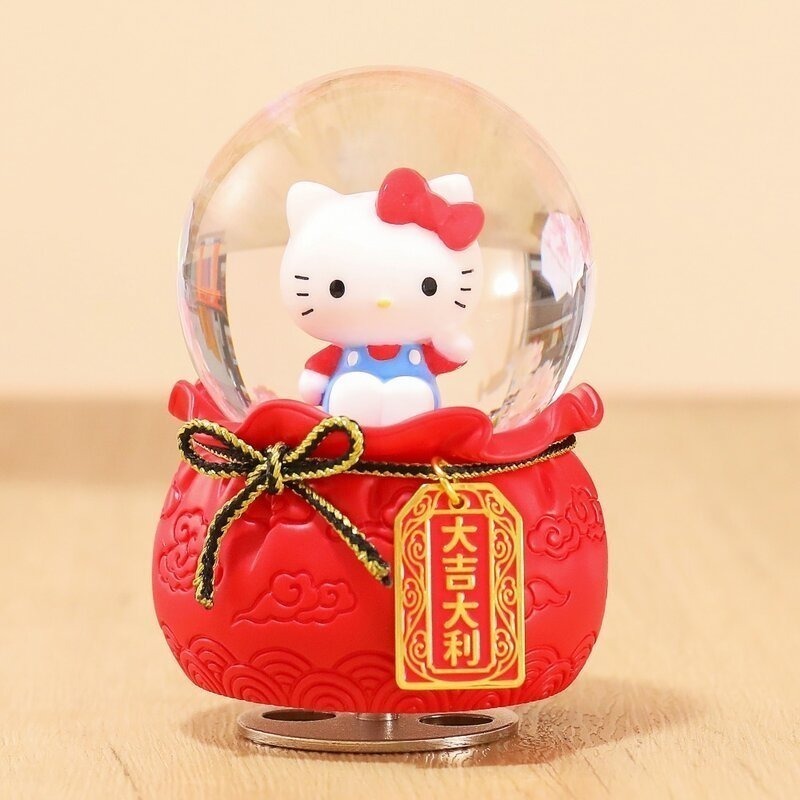 【新品 JARLL讚爾藝術】Hello Kitty 幸運御守系列水晶球音樂盒 禮物6款任選-規格圖1