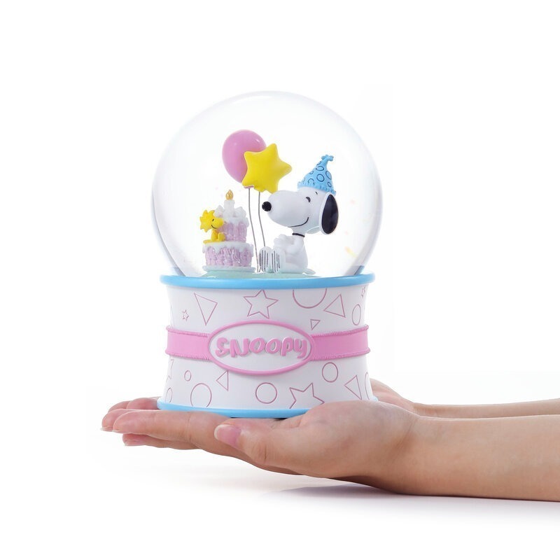 【限時6折售完即絕版 JARLL 讚爾藝術】Snoopy史努比 生日(粉彩) 水晶球音樂盒 官方授權-細節圖5