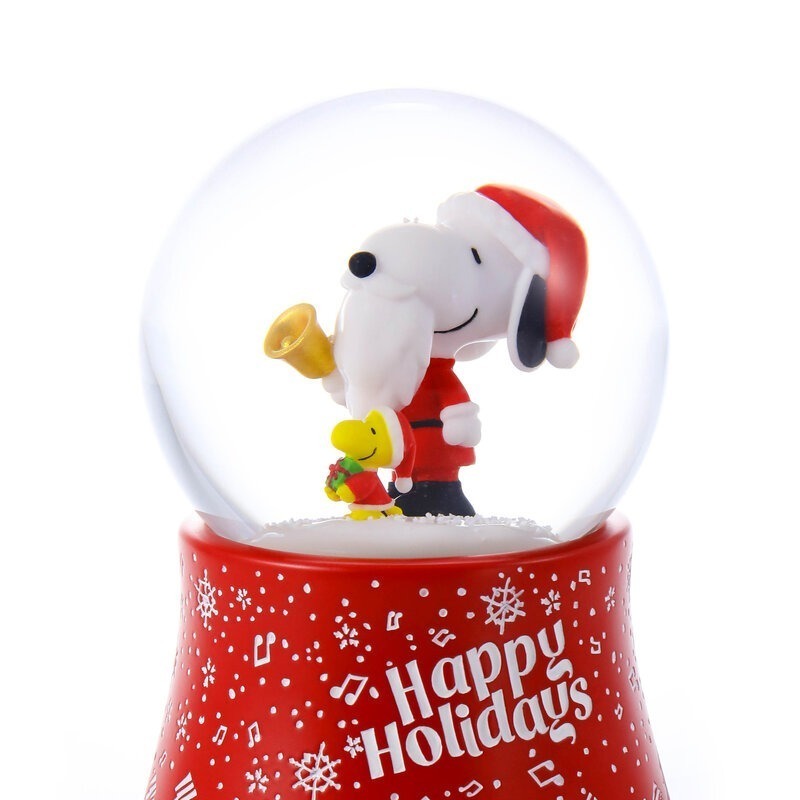 【限時6折售完即絕版JARLL 讚爾藝術】 Snoopy史努比假期愉快(彩色) 水晶球音樂盒 禮物-細節圖2