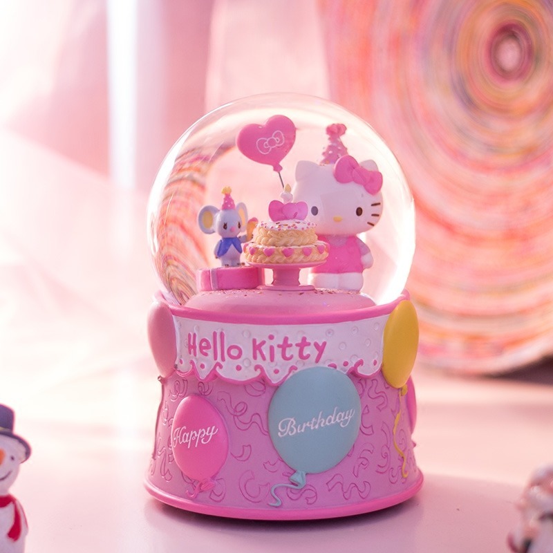 【現貨秒出JARLL 讚爾藝術】Hello Kitty 生日 水晶球音樂盒 生日 告白 結婚 紀念日 畢業禮物-規格圖1