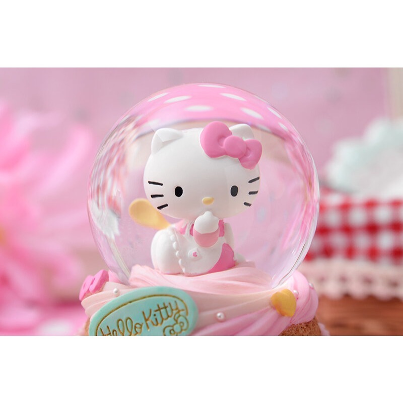 【現貨秒出  JARLL 讚爾藝術】Hello Kitty 甜點 水晶球音樂盒 生日 告白 結婚 紀念日 畢業禮物-細節圖2