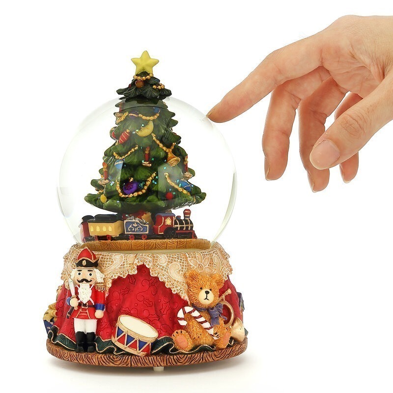【現貨秒出 JARLL 讚爾藝術】聖誕小火車 聖誕 水晶球音樂盒 聖誕禮物-細節圖2