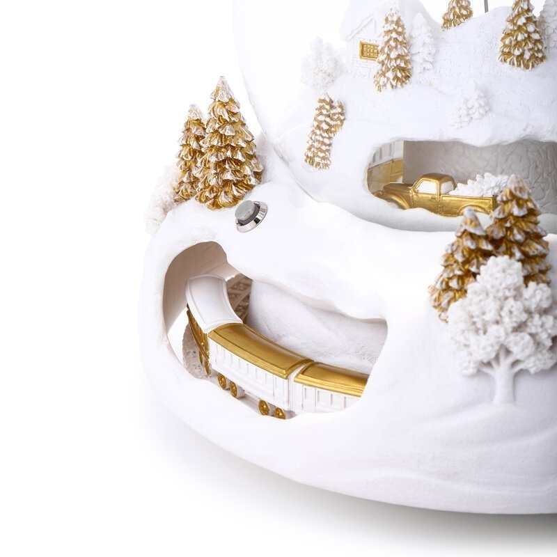 【JARLL 讚爾藝術】到幸福小鎮的聖誕專車(白金) 水晶球音樂盒 聖誕禮物  QO22031-細節圖5