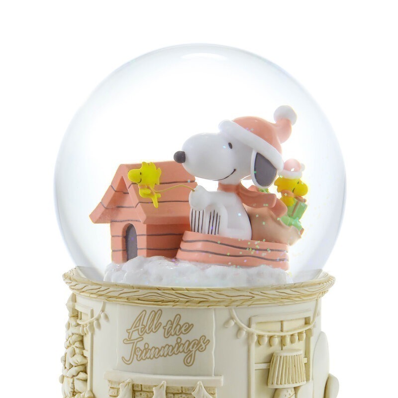 [限時6折售完即絕版JARLL 讚爾藝術 ]Snoopy史努比聖誕雪橇 假期愉快亮麗聖誕節水晶球音樂盒水晶球擺飾-細節圖3