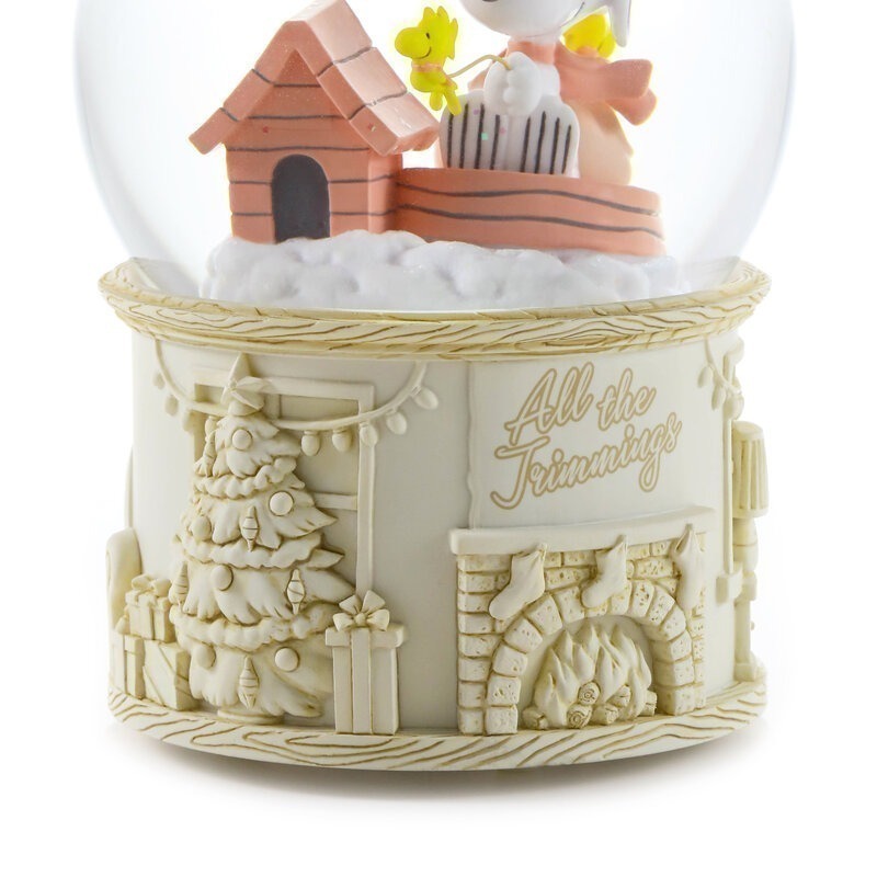 [限時6折售完即絕版JARLL 讚爾藝術 ]Snoopy史努比聖誕雪橇 假期愉快亮麗聖誕節水晶球音樂盒水晶球擺飾-細節圖4