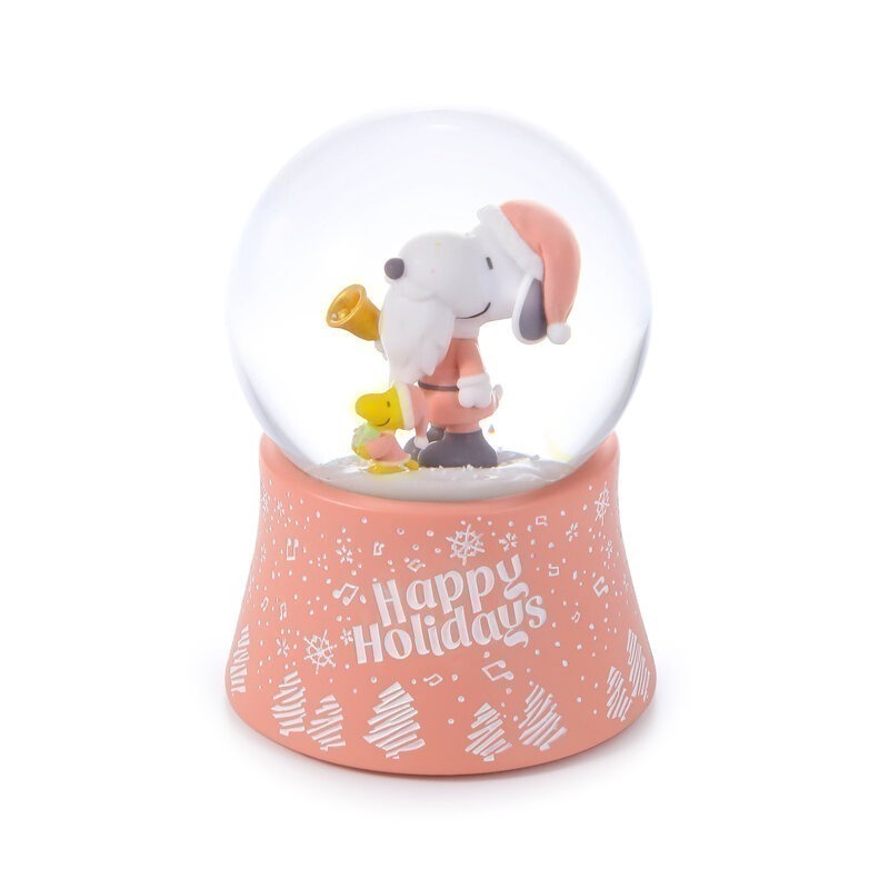 [限時6折售完即絕版JARLL 讚爾藝術 ]Snoopy史努比聖誕雪橇 假期愉快亮麗聖誕節水晶球音樂盒水晶球擺飾-細節圖5