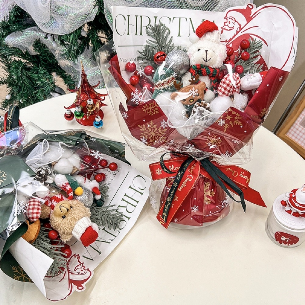 【台灣現貨】聖誕花束 小熊花束 玩偶花束(聖誕禮物 發光禮物 交換禮物 畢業禮物)-細節圖4