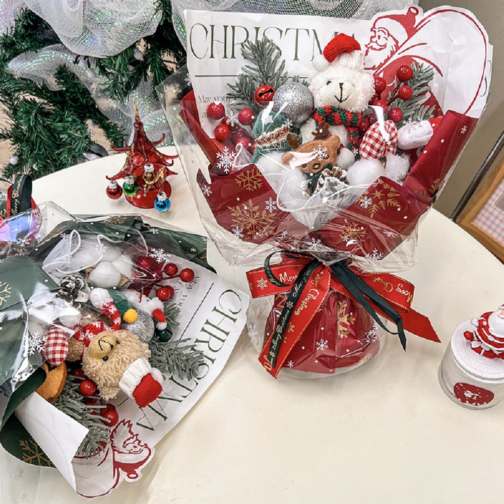 聖誕紅+提袋+卡片+暖燈