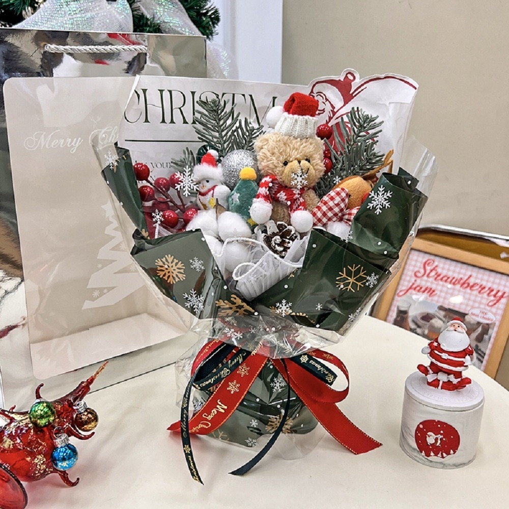 【台灣現貨】聖誕花束 小熊花束 玩偶花束(聖誕禮物 發光禮物 交換禮物 畢業禮物)-規格圖4