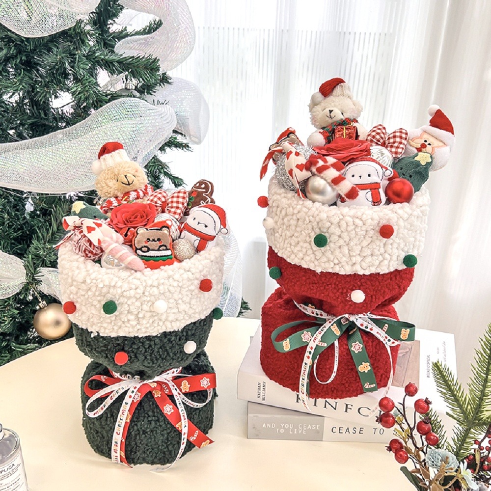 【台灣現貨】聖誕公仔花束 小熊花束 玩偶花束 成品(聖誕禮物 發光禮物 交換禮物 畢業禮物)-細節圖4