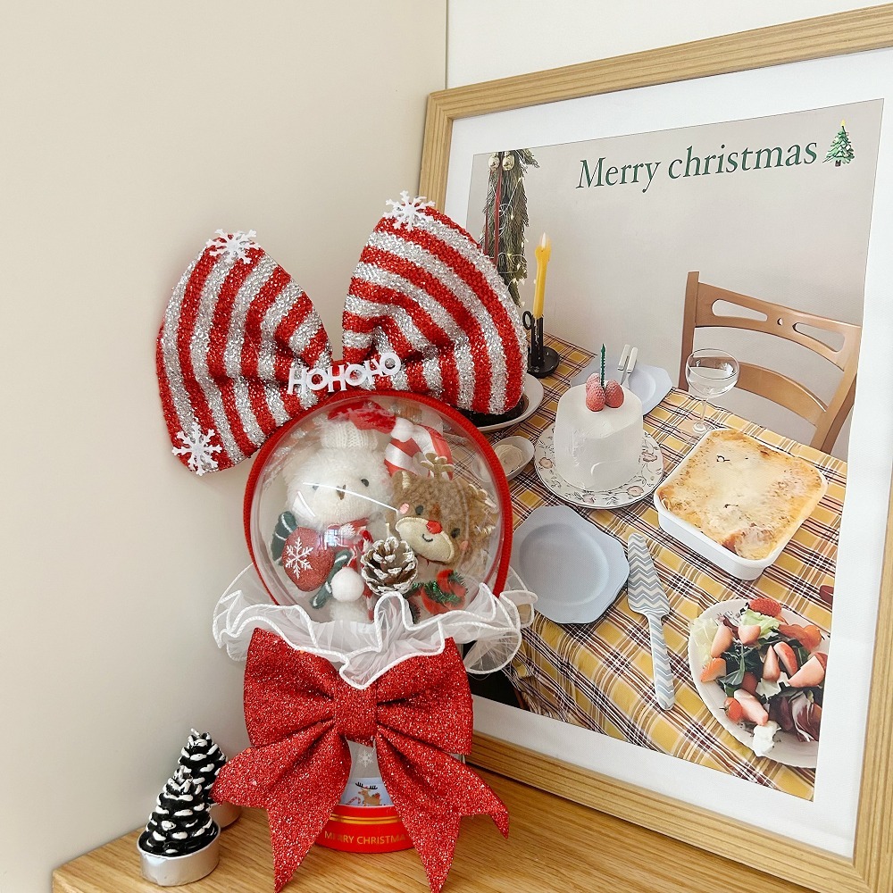 格紋紅髮箍+提袋+卡片+暖燈