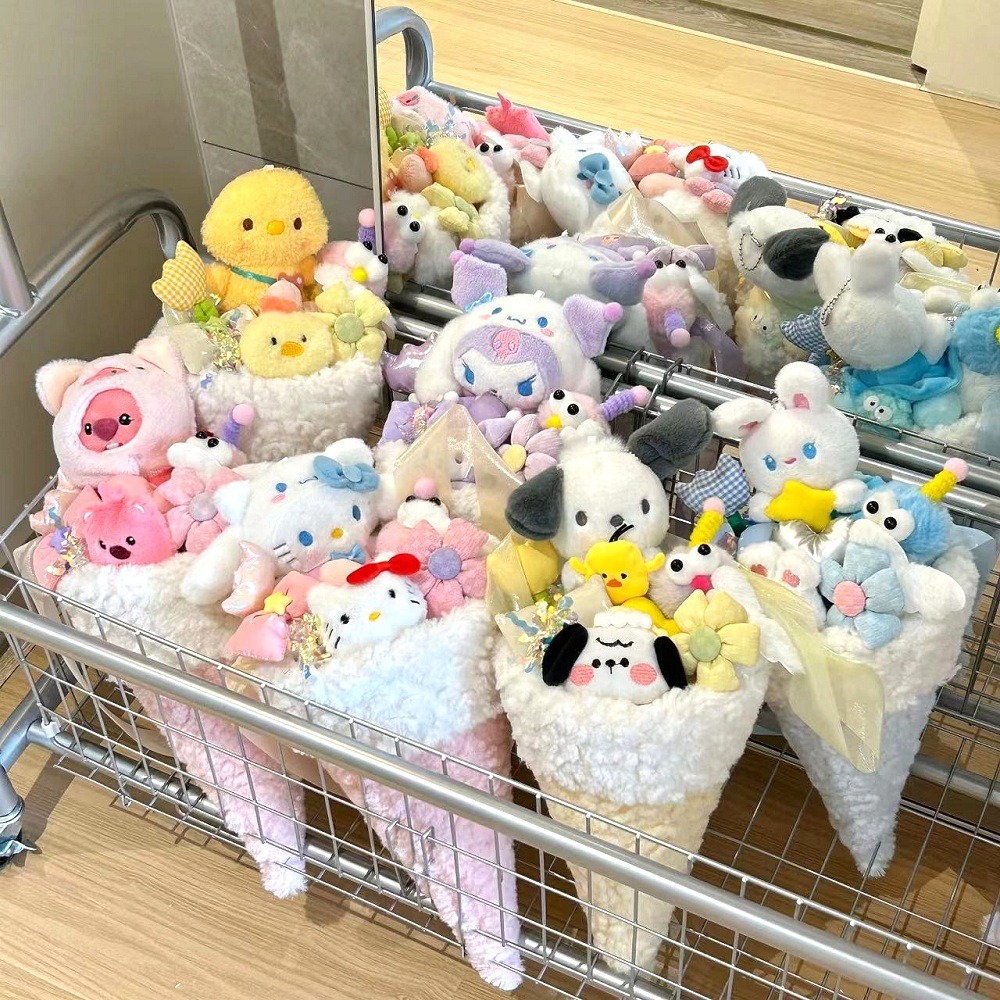 【台灣24H寄出】創意冰淇淋甜筒花束 玩偶花束(告白 生日 兒童節 情人節 發光禮物 交換禮物 畢業禮物)-細節圖3