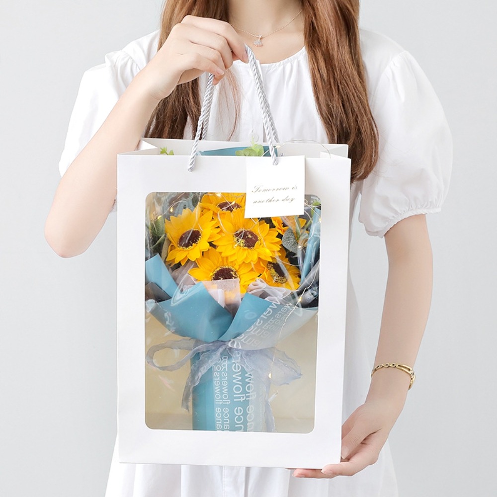 【台灣24H寄出】手工香皂花花束-向日葵玫瑰花贈氣氛小燈串及卡片(情人節 母親節 教師節 畢業)-規格圖2