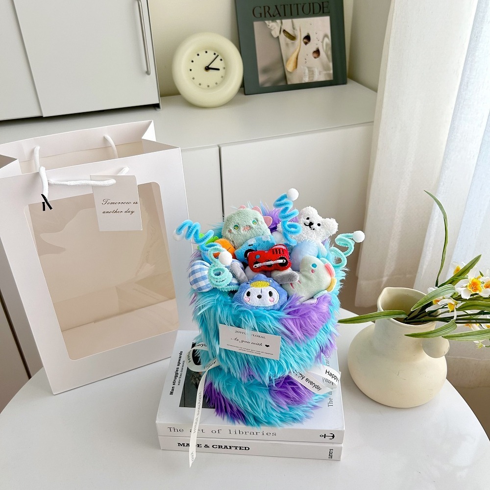 【台灣24H寄出】大束卡通玩偶花束卡通公仔 長毛 玩偶花束 多款任選(畢業禮 情人節 結婚禮 母親節 生日 送禮)-規格圖3