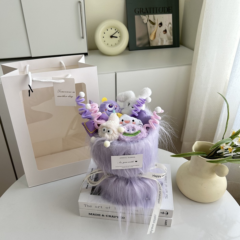 【台灣24H寄出】大束卡通玩偶花束卡通公仔 長毛 玩偶花束 多款任選(畢業禮 情人節 結婚禮 母親節 生日 送禮)-規格圖3