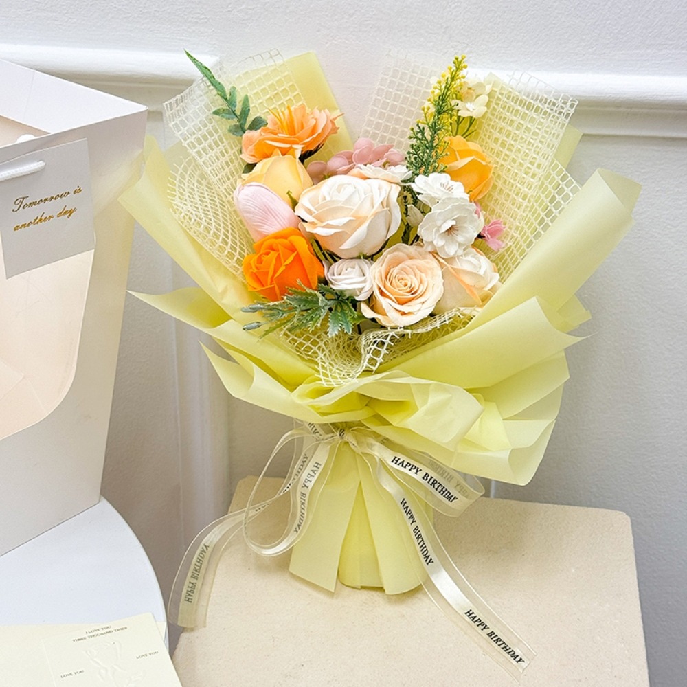 【台灣24H寄出】糖果色系玫瑰香皂花花束 手捧花 多款隨選(情人節 母親節 教師節 畢業 婚禮)-規格圖3