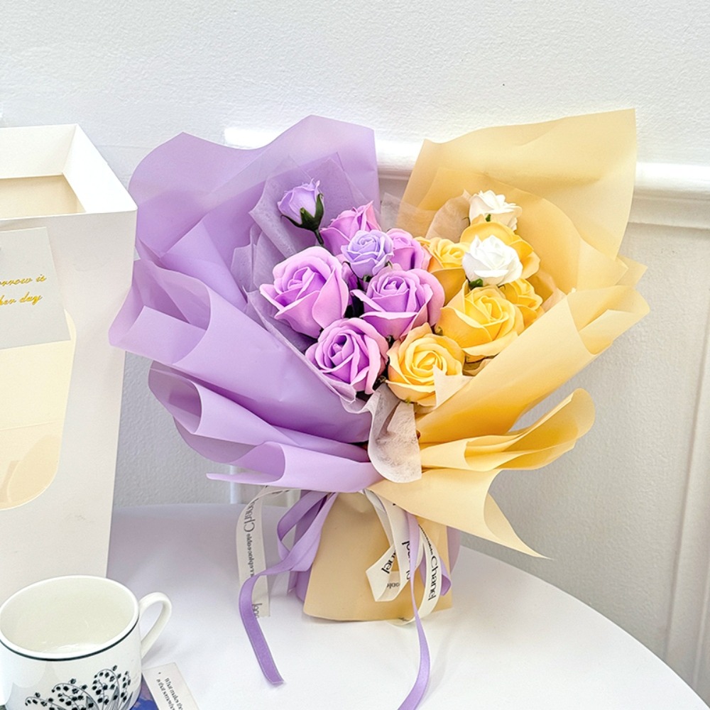 【台灣24H寄出】糖果色系玫瑰香皂花花束 手捧花 多款隨選(情人節 母親節 教師節 畢業 婚禮)-規格圖3