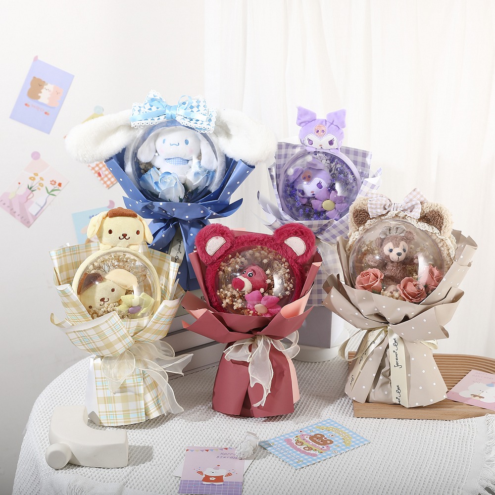 【台灣24H寄出】卡通玩偶波波球花束 玩偶花束 公仔 卡通花束畢業禮物 生日禮物 兒童節禮物 交換禮物-細節圖2