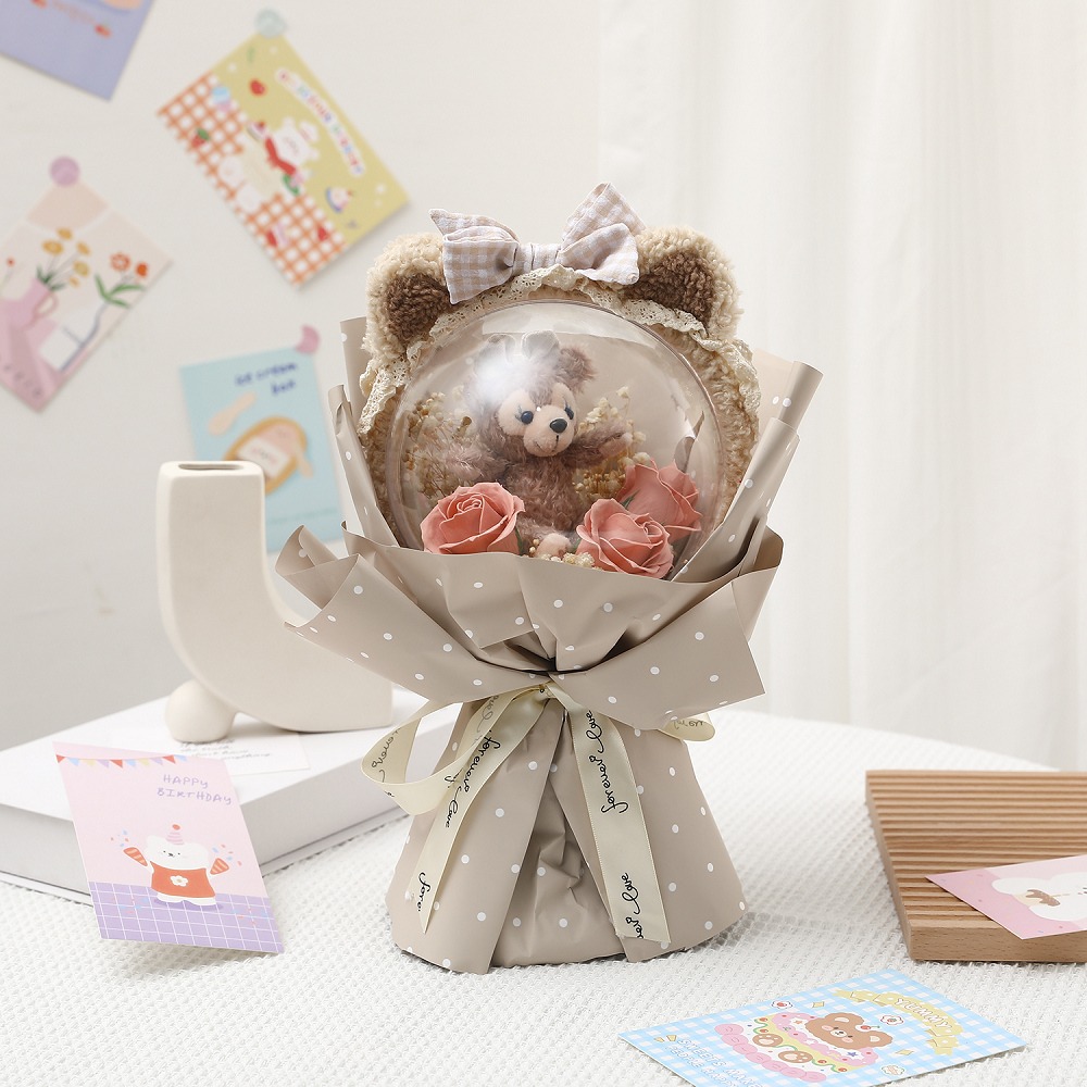 【台灣24H寄出】卡通玩偶波波球花束 玩偶花束 公仔 卡通花束畢業禮物 生日禮物 兒童節禮物 交換禮物-規格圖2