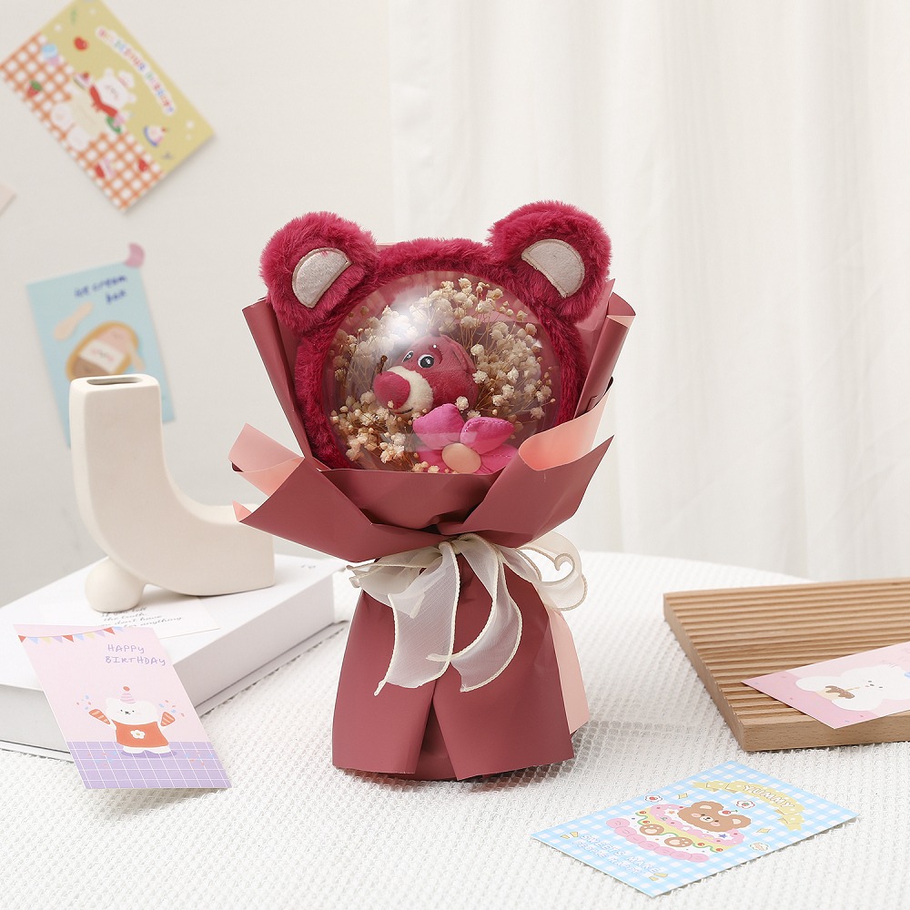 【台灣24H寄出】卡通玩偶波波球花束 玩偶花束 公仔 卡通花束畢業禮物 生日禮物 兒童節禮物 交換禮物-規格圖2