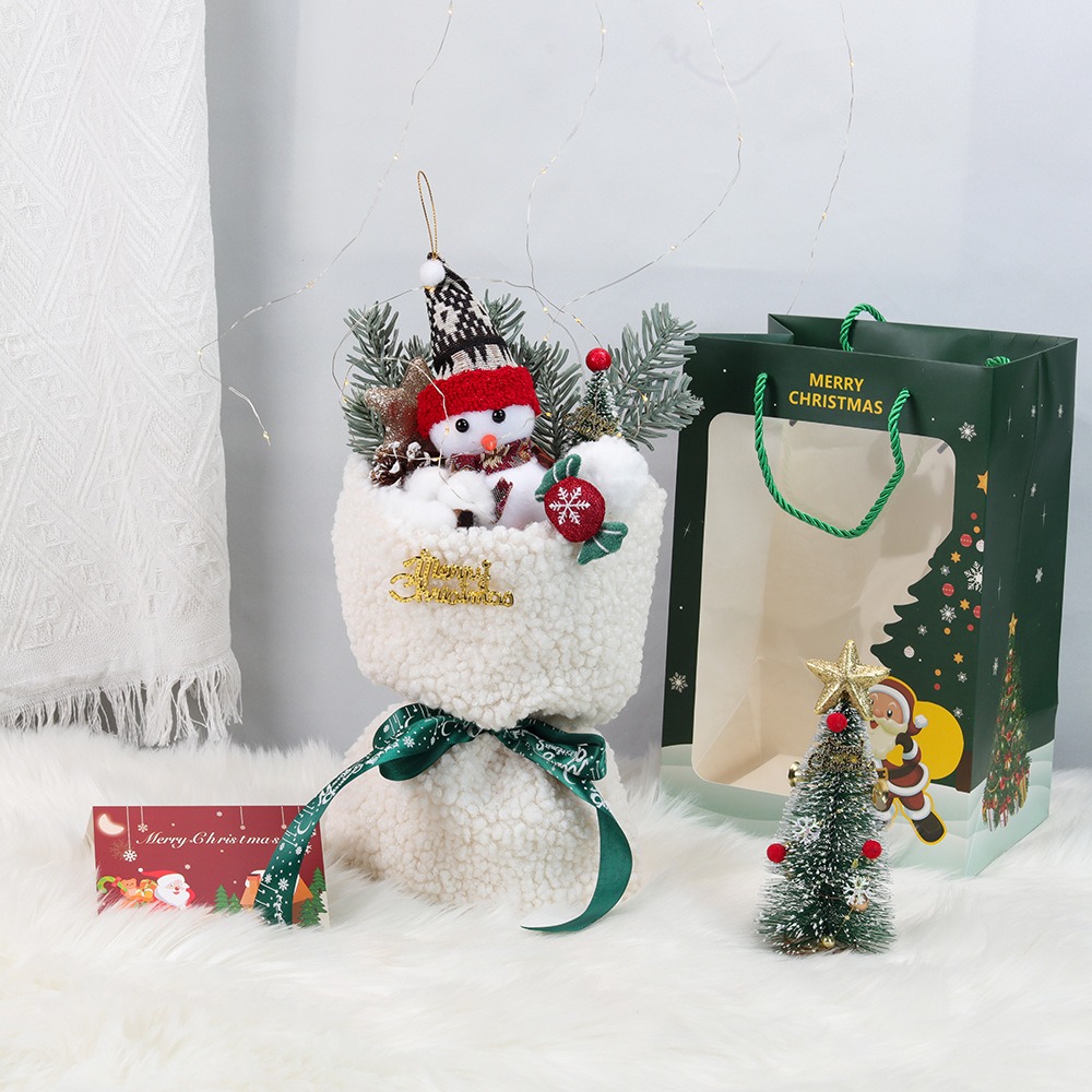 【現貨秒出】玩偶花束 聖誕公仔花束 小熊花束 玩偶花束 成品(聖誕禮物 發光禮物 交換禮物 畢業禮物)-規格圖4