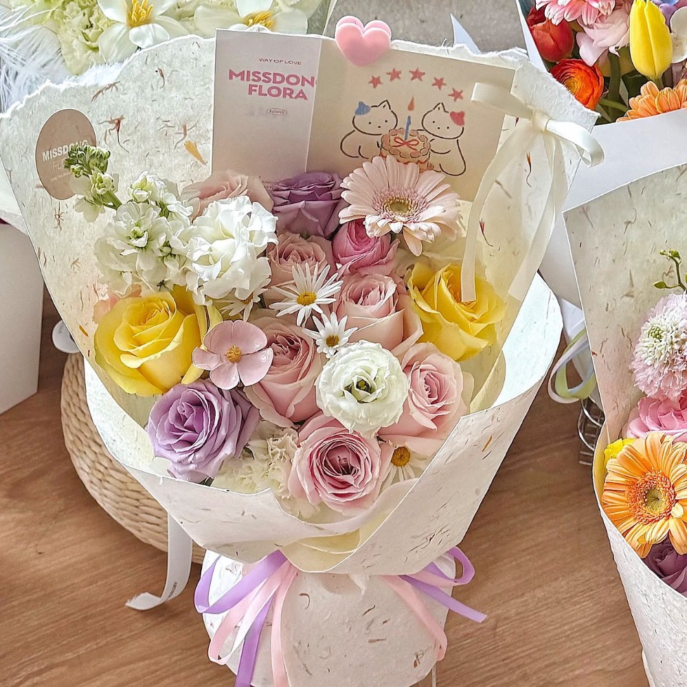 【現貨秒出】多巴胺風花束 網紅花束(情人節 生日 婚禮 告白 交換禮物 畢業禮物)-規格圖6