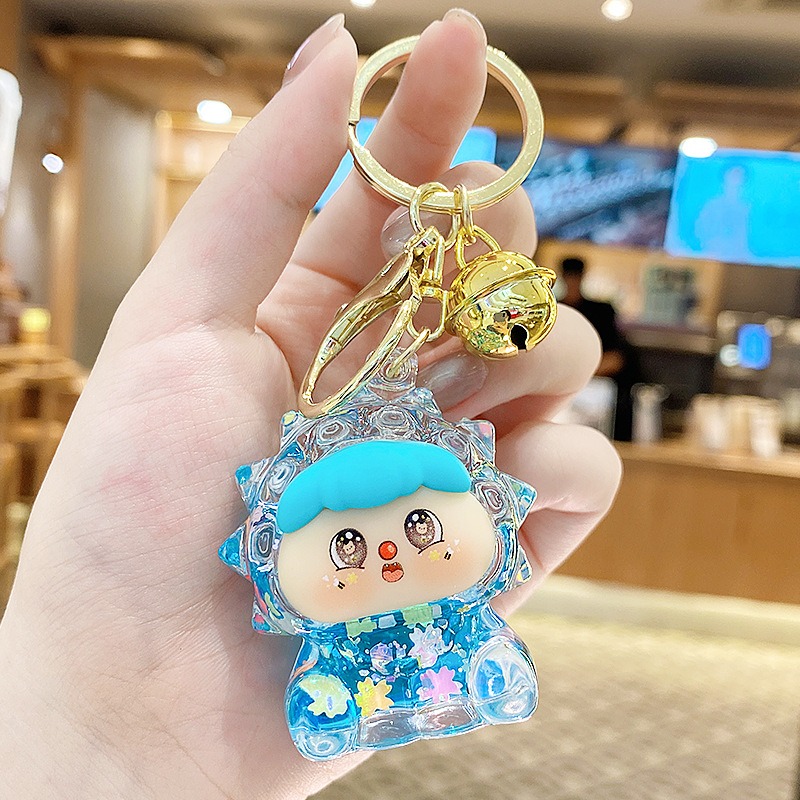 【現貨當天寄出】創意榴蓮鑰匙圈 流沙入油款吊飾 汽車個性鑰匙鏈 閨蜜情侶配飾包包掛件 舒壓 減壓掛件-細節圖6