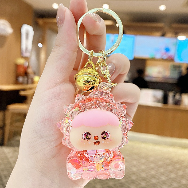 【現貨當天寄出】創意榴蓮鑰匙圈 流沙入油款吊飾 汽車個性鑰匙鏈 閨蜜情侶配飾包包掛件 舒壓 減壓掛件-規格圖6