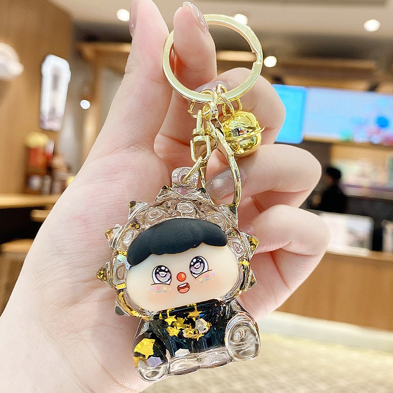 【現貨當天寄出】創意榴蓮鑰匙圈 流沙入油款吊飾 汽車個性鑰匙鏈 閨蜜情侶配飾包包掛件 舒壓 減壓掛件-規格圖6