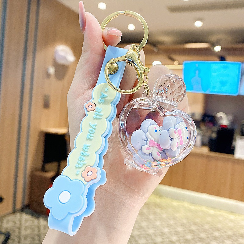 【現貨當天寄出】三麗鷗美樂蒂治癒漂浮液體流沙浴缸小掛件鑰匙扣兒童掛飾 閨蜜情侶配飾-規格圖7