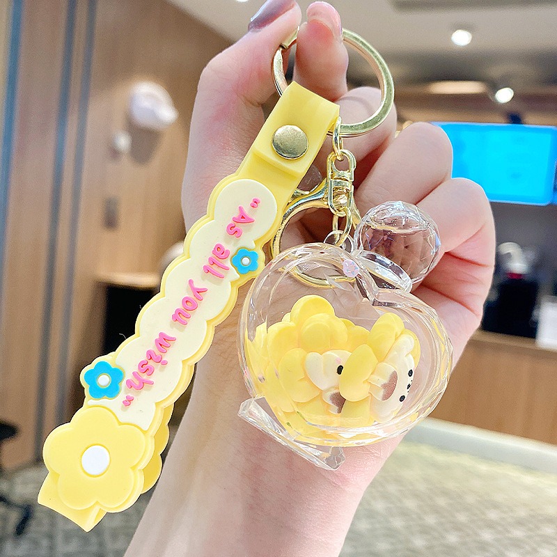 【現貨當天寄出】三麗鷗美樂蒂治癒漂浮液體流沙浴缸小掛件鑰匙扣兒童掛飾 閨蜜情侶配飾-規格圖7