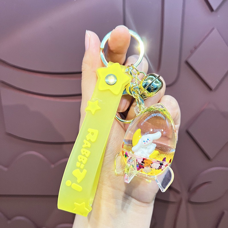 【現貨當天寄出】三麗鷗美樂蒂治癒漂浮液體流沙浴缸小掛件鑰匙扣兒童掛飾 閨蜜情侶配飾-規格圖7