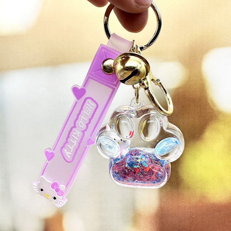 【現貨當天寄出】人魚姬入油流沙鑰匙扣女精緻鬧鐘貓爪熊頭閨蜜情侶配飾包包掛件 舒壓 減壓掛件-規格圖6