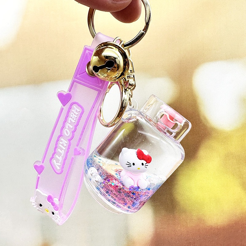 【現貨當天寄出】人魚姬入油流沙鑰匙扣女精緻鬧鐘貓爪熊頭閨蜜情侶配飾包包掛件 舒壓 減壓掛件-規格圖6