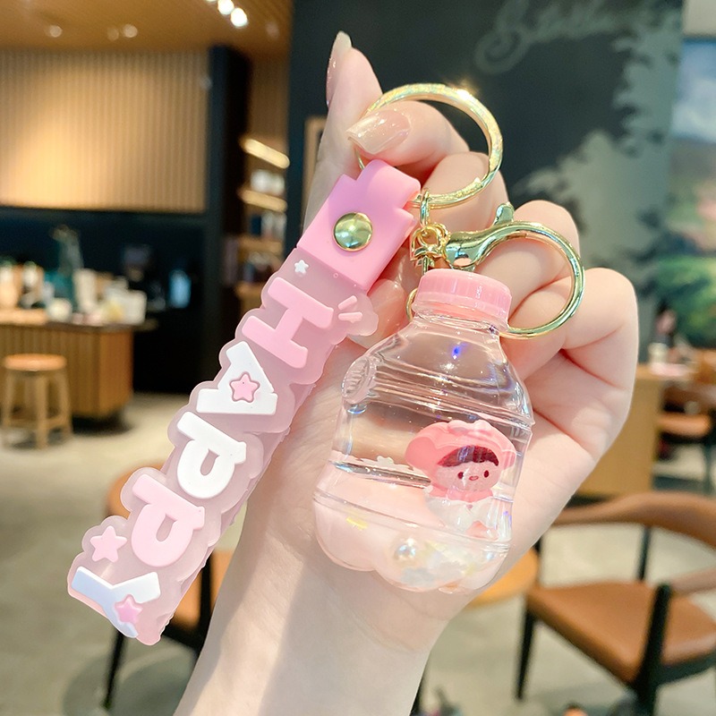 【現貨當天寄出】人魚姬入油流沙鑰匙扣女精緻鬧鐘貓爪熊頭閨蜜情侶配飾包包掛件 舒壓 減壓掛件-規格圖6