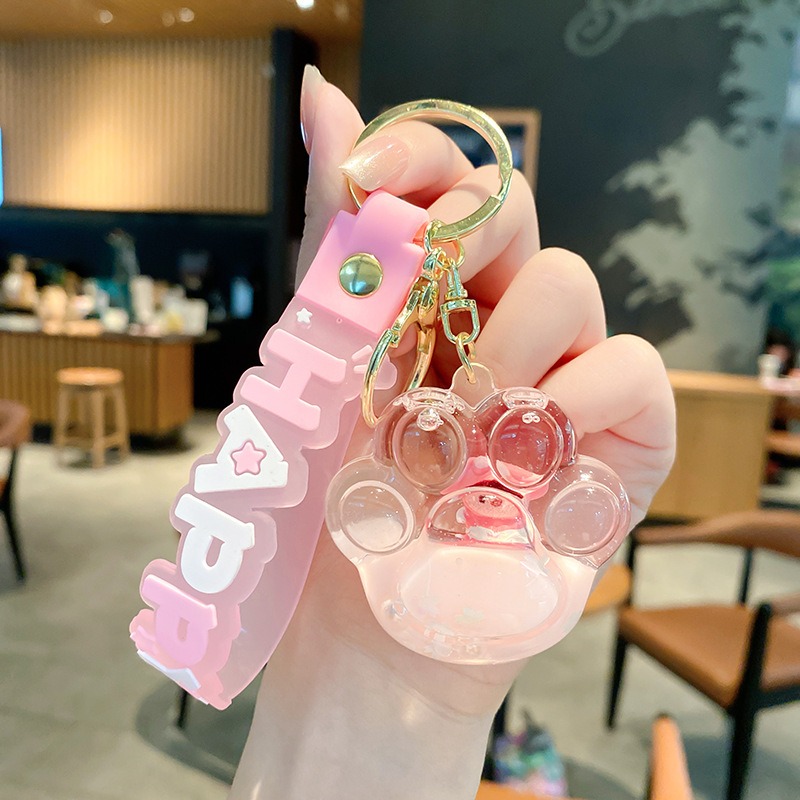 【現貨當天寄出】人魚姬入油流沙鑰匙扣女精緻鬧鐘貓爪熊頭閨蜜情侶配飾包包掛件 舒壓 減壓掛件-規格圖6