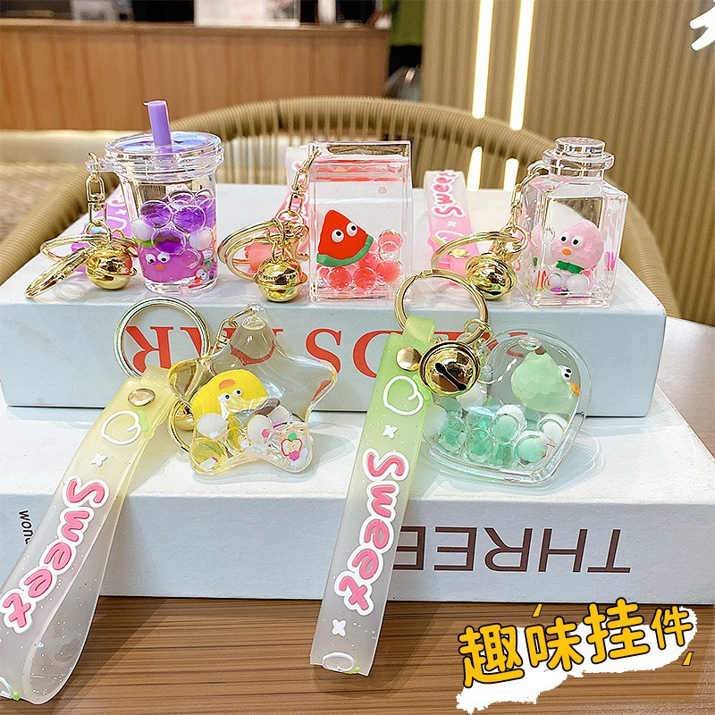 現貨當天寄出】清新烏龜流沙掛件 清新水果 泡泡球入油漂浮液體流沙 鑰匙扣兒童掛飾 閨蜜情侶配飾   舒壓 減壓掛件-細節圖5