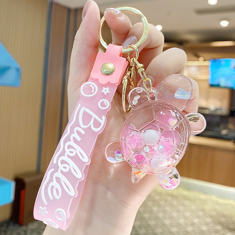 現貨當天寄出】清新烏龜流沙掛件 清新水果 泡泡球入油漂浮液體流沙 鑰匙扣兒童掛飾 閨蜜情侶配飾   舒壓 減壓掛件-規格圖7