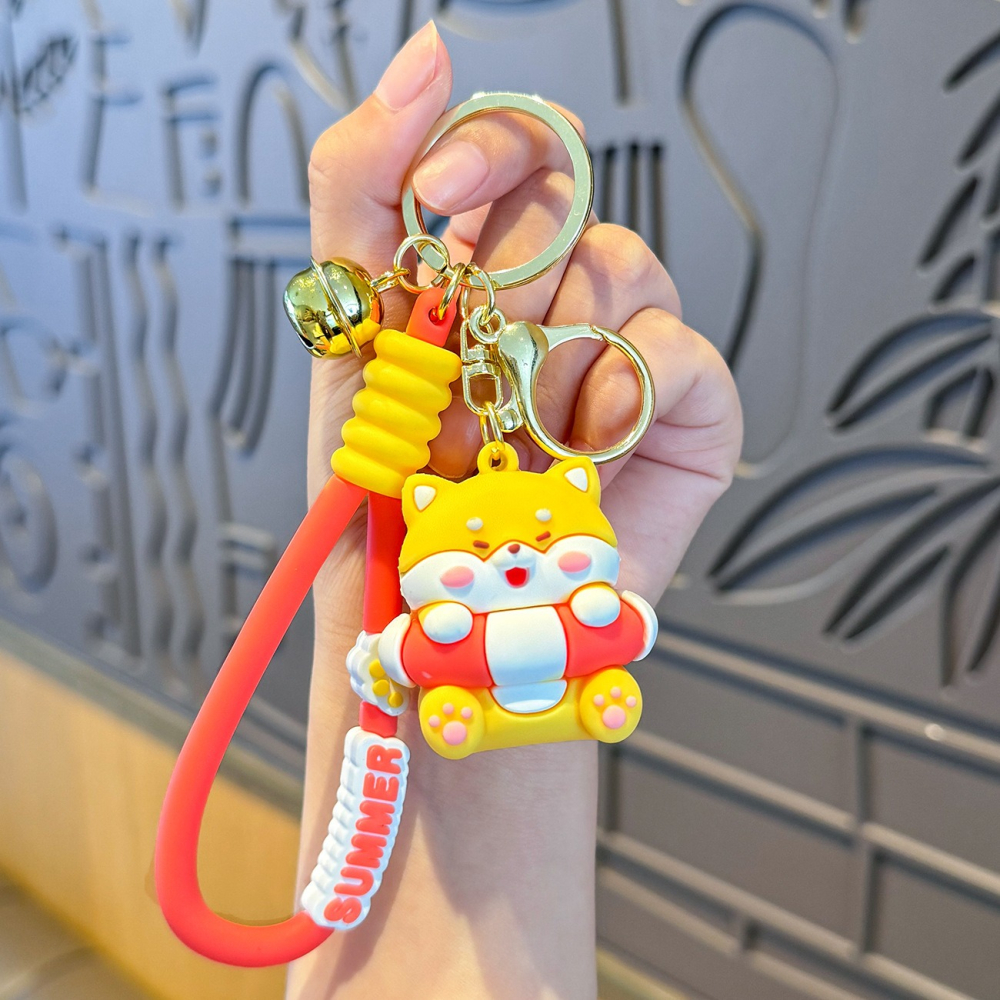 可愛貓貓甜點 小柴犬 黃油小熊 卡通鑰匙圈 鑰匙扣吊飾 汽車個性鑰匙鏈 閨蜜情侶配飾包包掛件-細節圖3