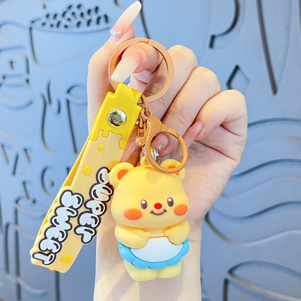 可愛貓貓甜點 小柴犬 黃油小熊 卡通鑰匙圈 鑰匙扣吊飾 汽車個性鑰匙鏈 閨蜜情侶配飾包包掛件-規格圖9
