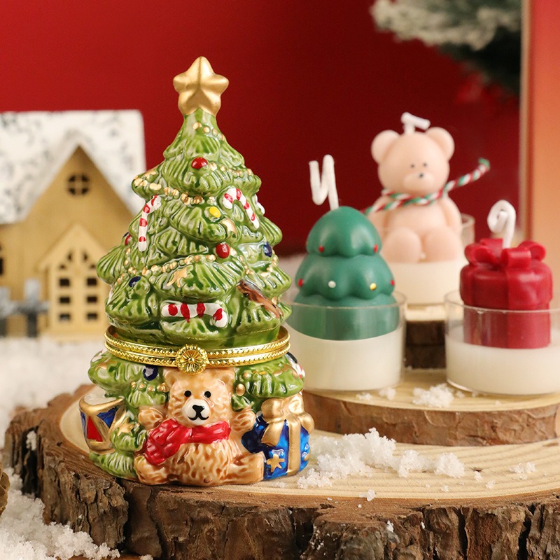 聖誕香薰蠟燭禮盒套裝 創意可愛聖誕樹禮物小熊蠟燭擺件閨蜜送禮-細節圖2