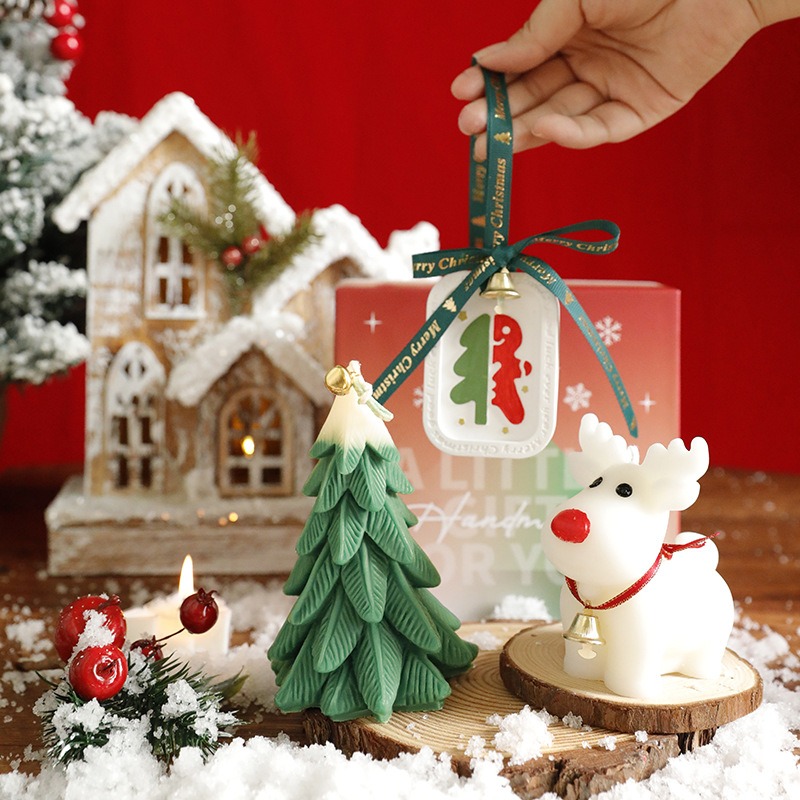 聖誕香薰蠟燭禮盒套裝 創意可愛聖誕樹禮物小熊蠟燭擺件閨蜜送禮-細節圖3