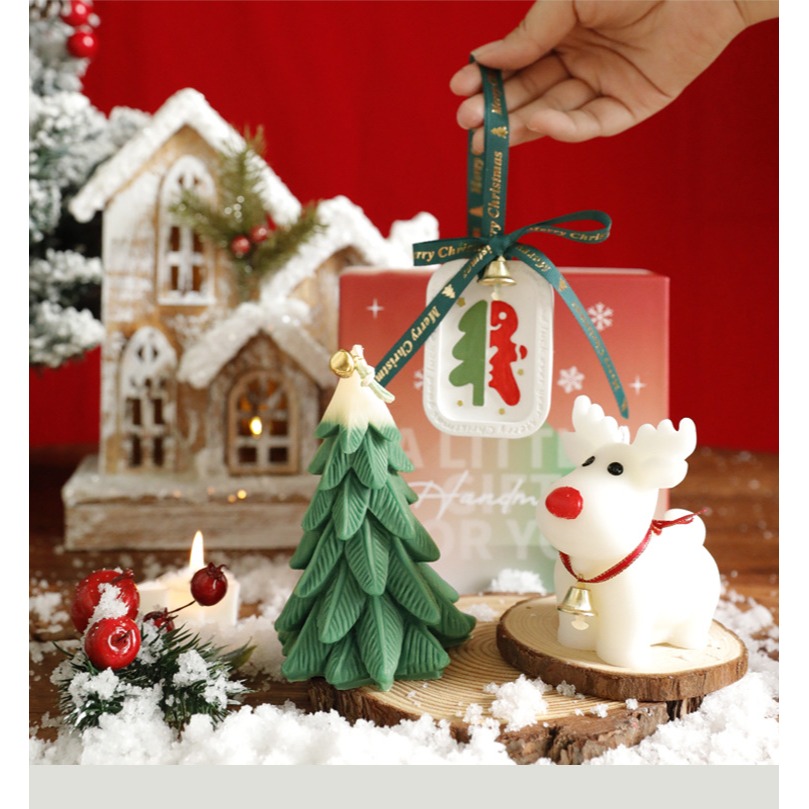 聖誕香薰蠟燭禮盒套裝 創意可愛聖誕樹禮物小熊蠟燭擺件閨蜜送禮-細節圖4