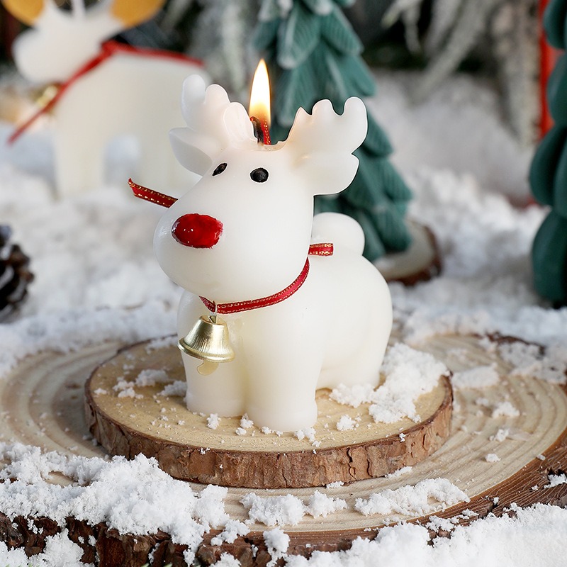創意馴鹿香薰蠟燭 聖誕節裝扮白色麋鹿蠟燭伴手禮盒送閨蜜禮物 交換禮物-細節圖2