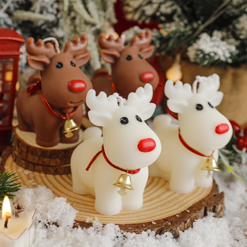 創意馴鹿香薰蠟燭 聖誕節裝扮白色麋鹿蠟燭伴手禮盒送閨蜜禮物 交換禮物-細節圖3