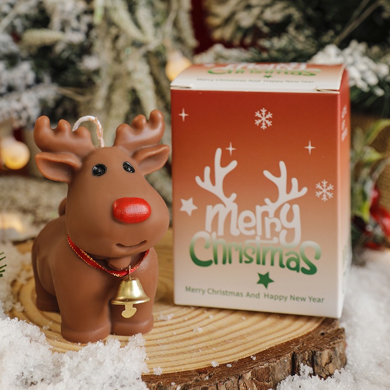 創意馴鹿香薰蠟燭 聖誕節裝扮白色麋鹿蠟燭伴手禮盒送閨蜜禮物 交換禮物-細節圖4