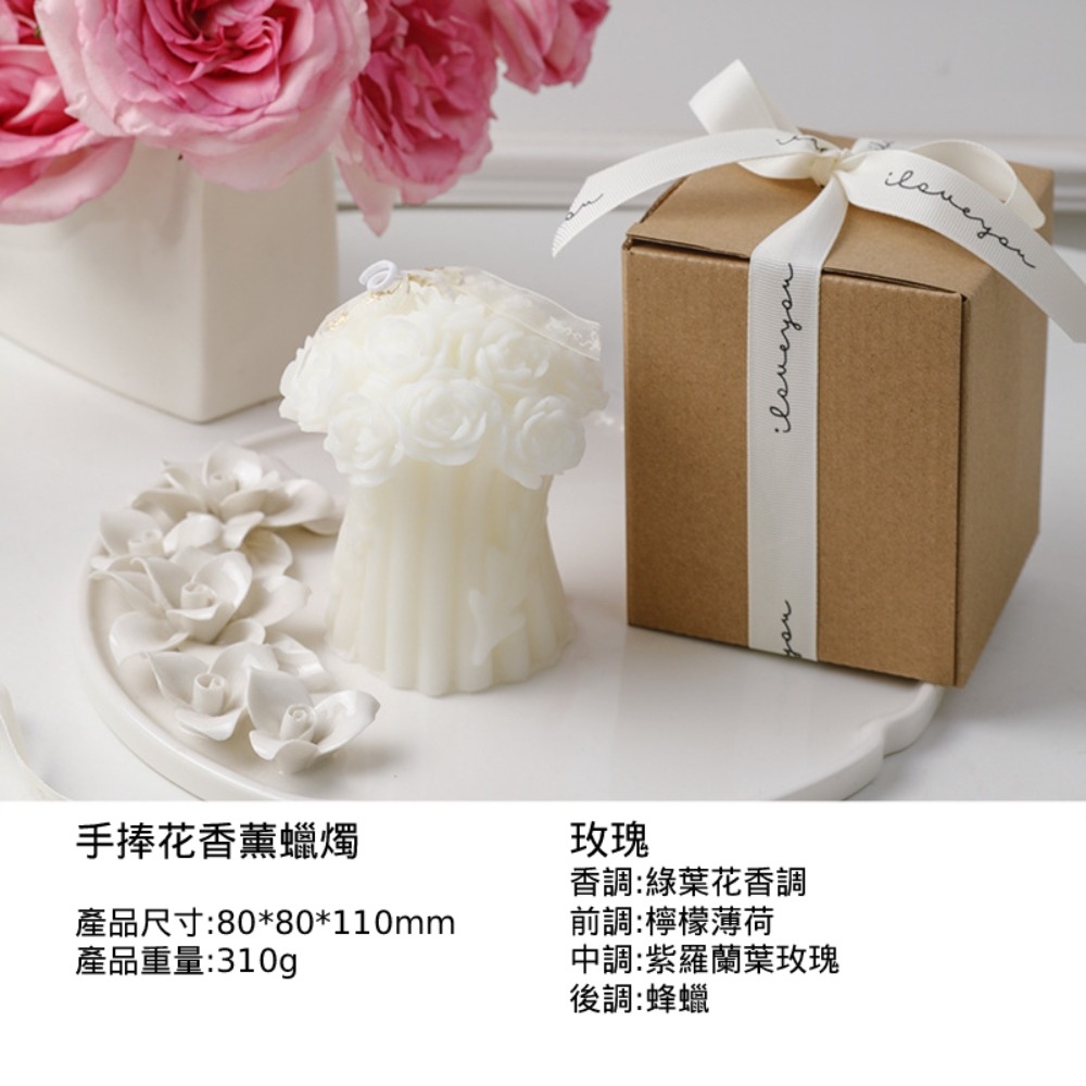 diy玫瑰花束 香薰蠟燭 蠟燭禮盒 情人節 生日 交換禮物-規格圖3