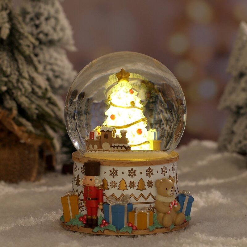 【現貨秒出JARLL 讚爾藝術】聖誕童話夜(白金燈光款) 水晶球音樂盒 聖誕禮物 交換禮物 居家擺飾-細節圖4