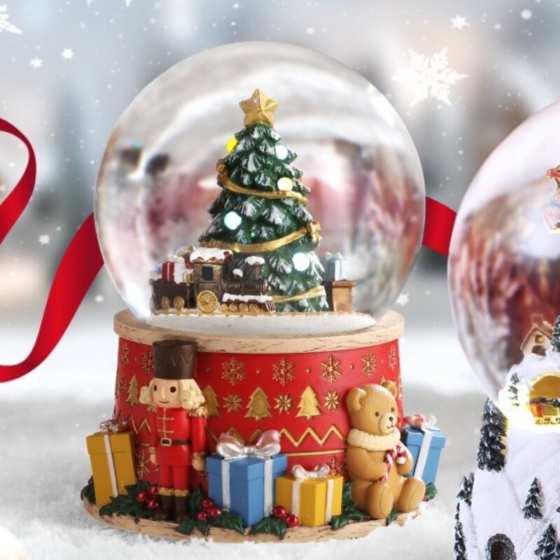 【現貨秒出JARLL 讚爾藝術】聖誕童話夜(白金燈光款) 水晶球音樂盒 聖誕禮物 交換禮物 居家擺飾-細節圖5