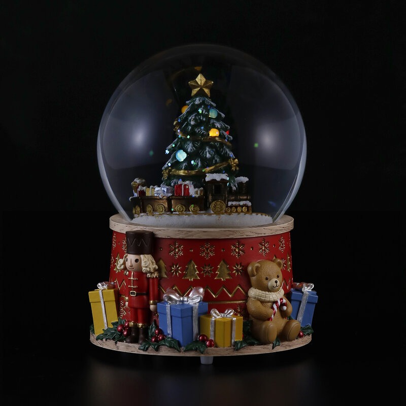 【現貨秒出JARLL 讚爾藝術】聖誕童話夜(白金燈光款) 水晶球音樂盒 聖誕禮物 交換禮物 居家擺飾-細節圖6